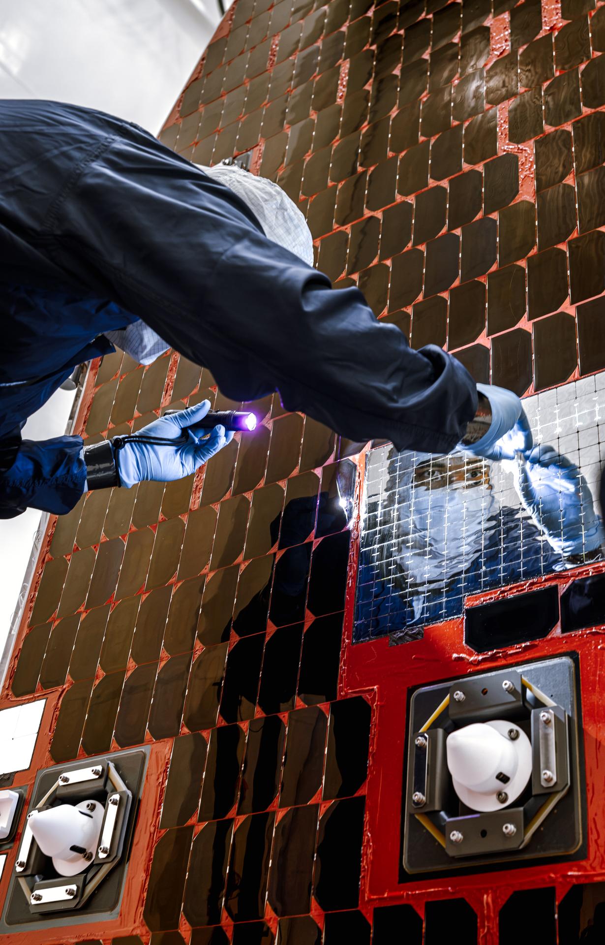 Telescope Milestone: Teams Check Out NASA Roman Solar Panels